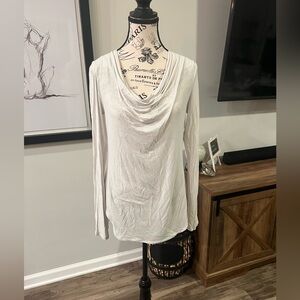 Size small white BCBG Maxazria long sleeve cowl neck shirt